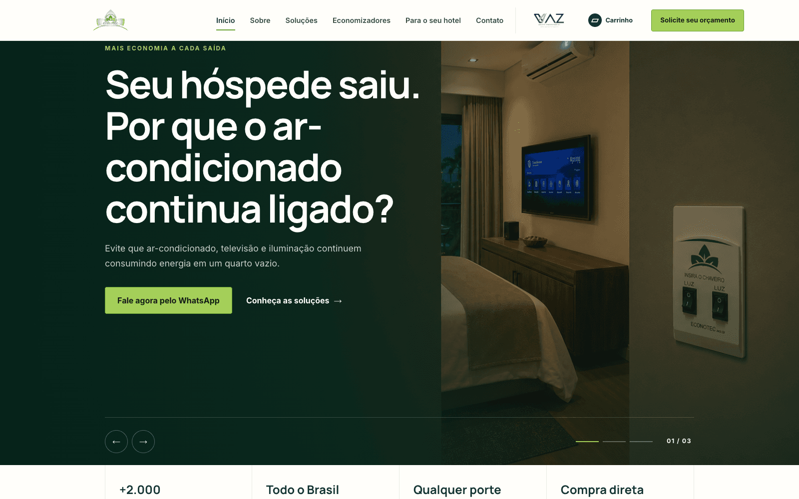 Página inicial do site da Econotec